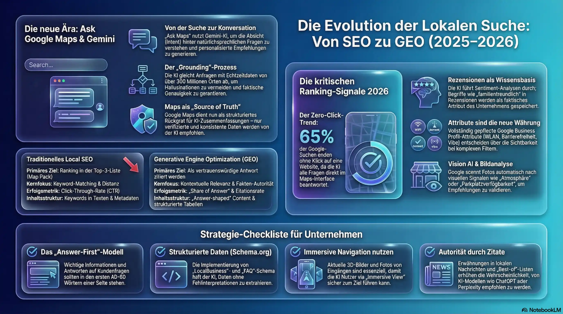 Infografik: Ask Google Maps — Übersicht der Funktionen, technischen Architektur und Auswirkungen auf Local SEO